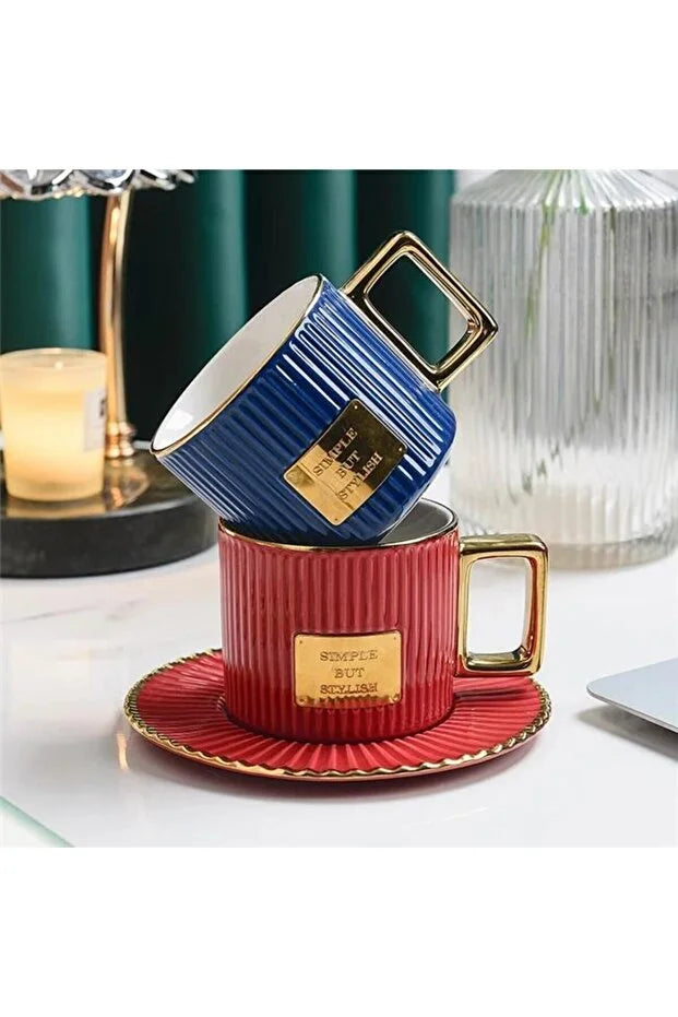 KOSOVA Albert 6-Person Porcelain Coffee Cup & Saucer Set (90 ml)