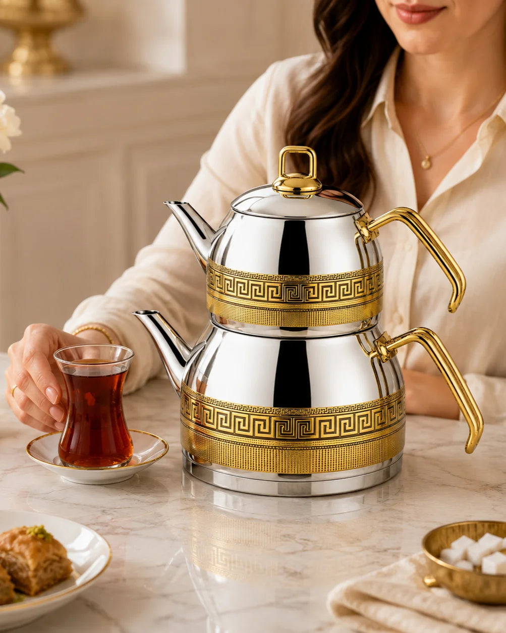 Ozlife ELA Teapot Set - Decorated Black