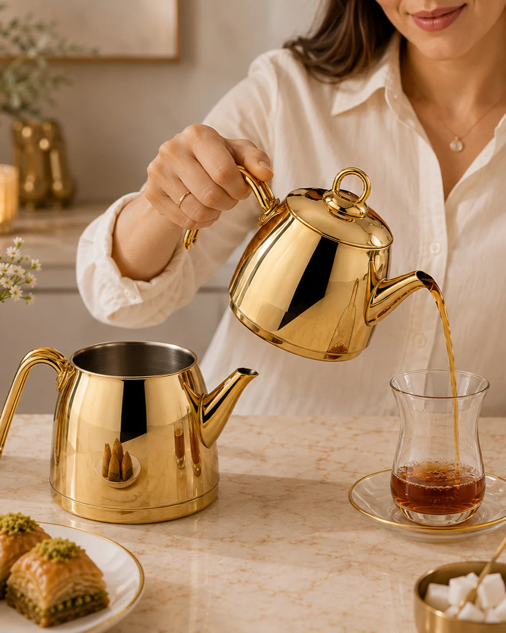 Ozlife ELA Teapot Set – Gold Titanium