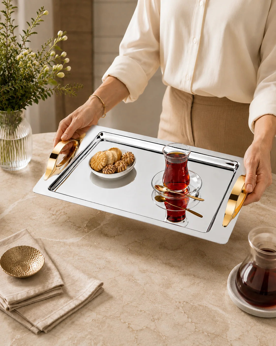 Ozlife Kayra Tray - Plain Gold
