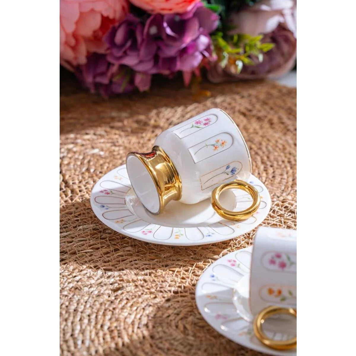 ACAR Aren 6-Person Porcelain Coffee Cup and Saucer Set (90 ml)