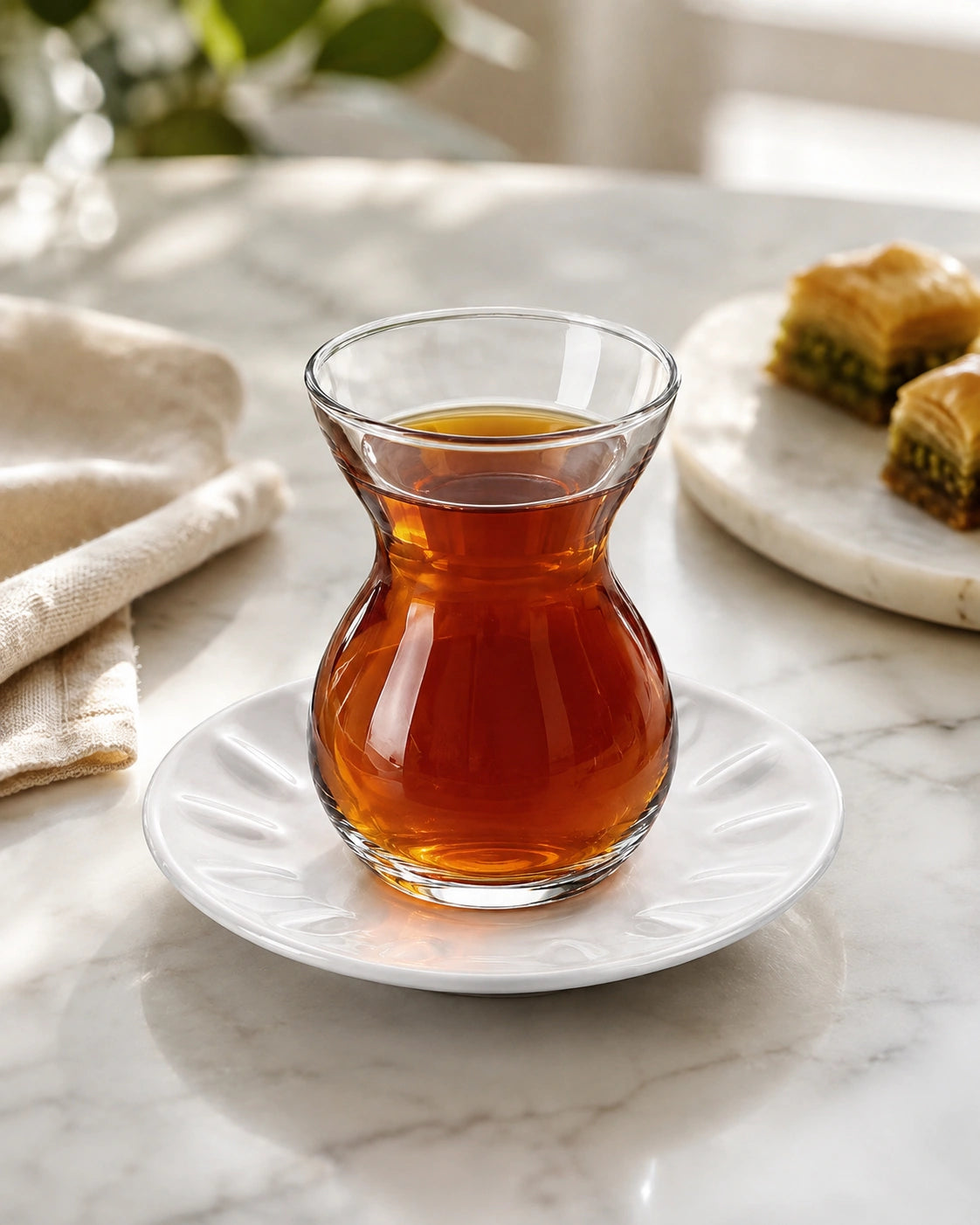 Pasabahce Lace Porcelain Tea Set (6 Glasses & 6 Tea Saucers)