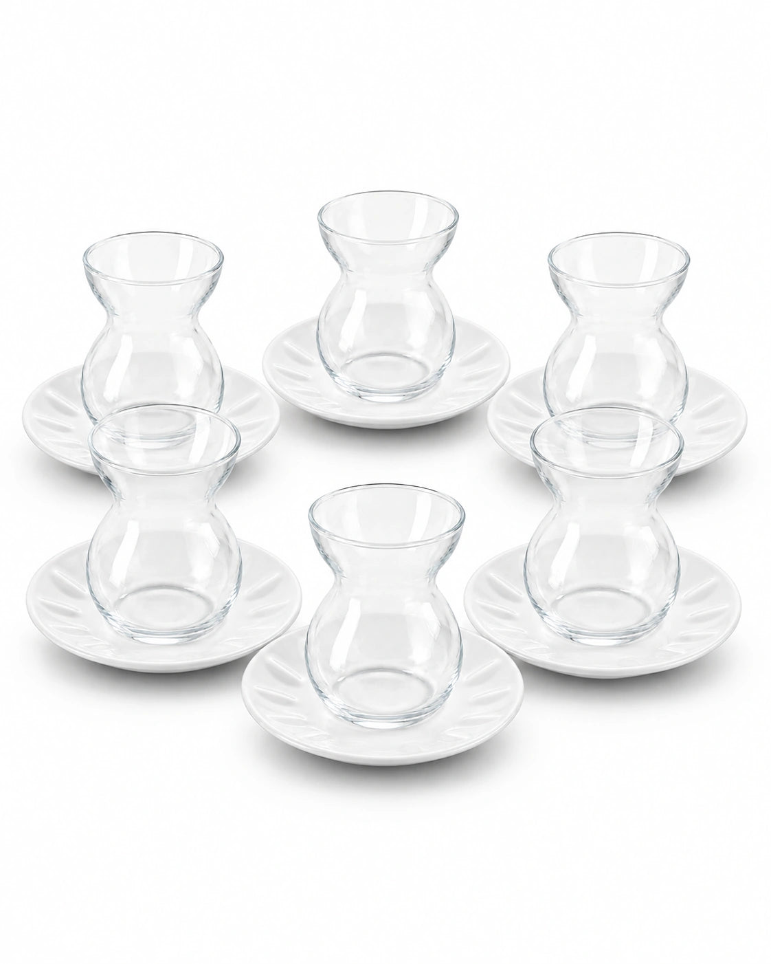 Pasabahce Lace Porcelain Tea Set (6 Glasses & 6 Tea Saucers)