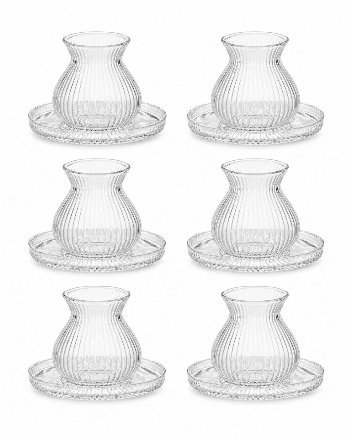 Perotti Emirgan 12-Piece Glass Turkish Tea Set for 6 – 200 ml