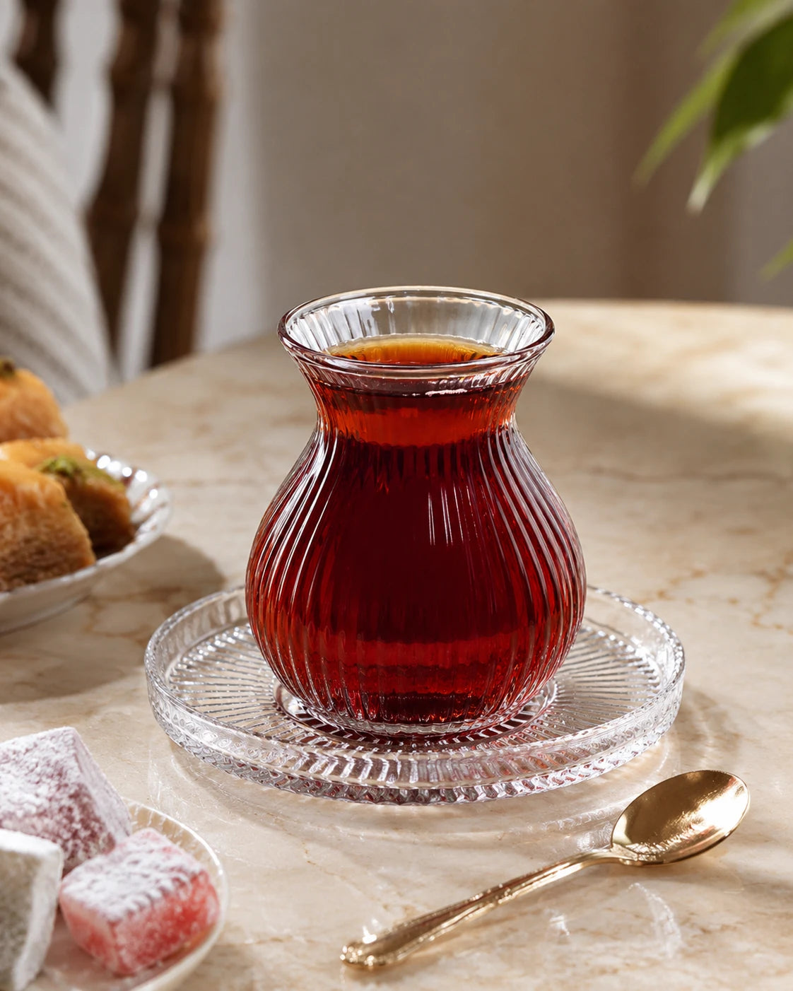 Perotti Emirgan 12-Piece Glass Turkish Tea Set for 6 – 200 ml