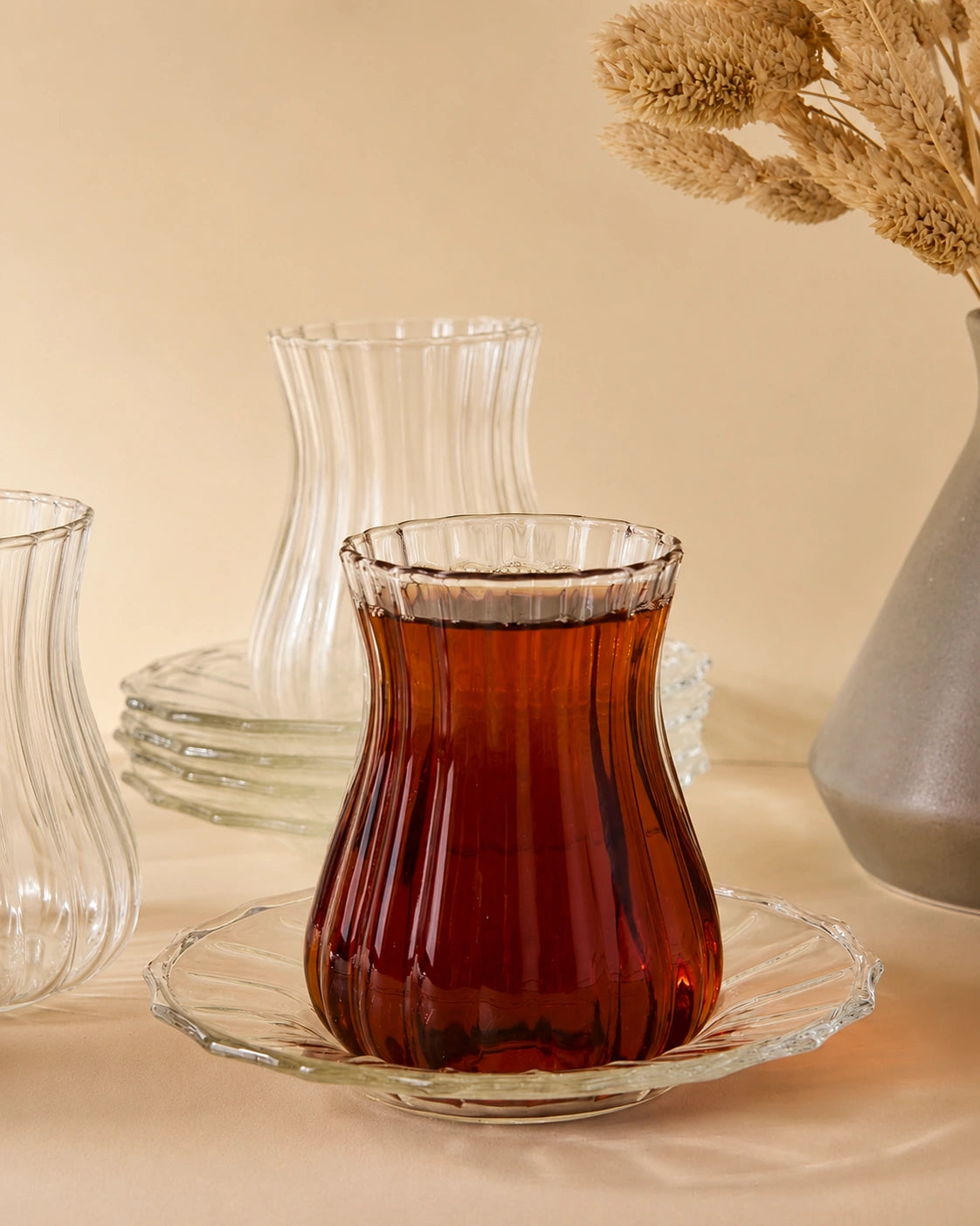 Perotti Harmancık 12-Piece Borosilicate Glass Tea Set for 6 – 170 ml