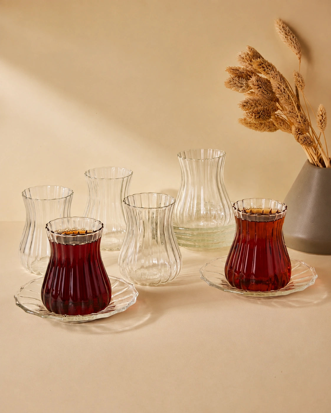 Perotti Harmancık 12-Piece Borosilicate Glass Tea Set for 6 – 170 ml