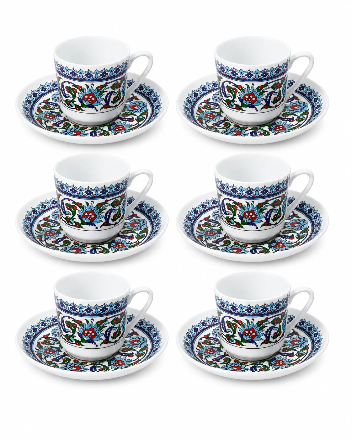 Güral Porselen Gözde Topkapı 12-Piece Turkish Coffee Cup Set for 6 – 90 ml