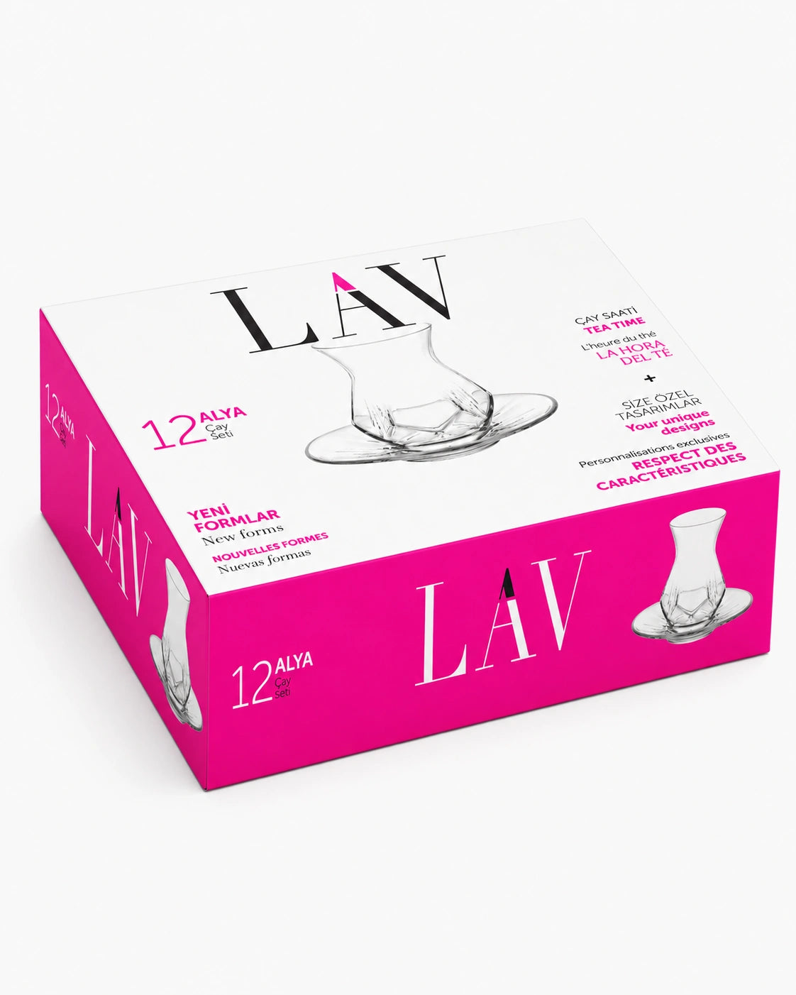 LAV Alya 12-Piece Turkish Tea Glass Set – 165 ml, Set of 6