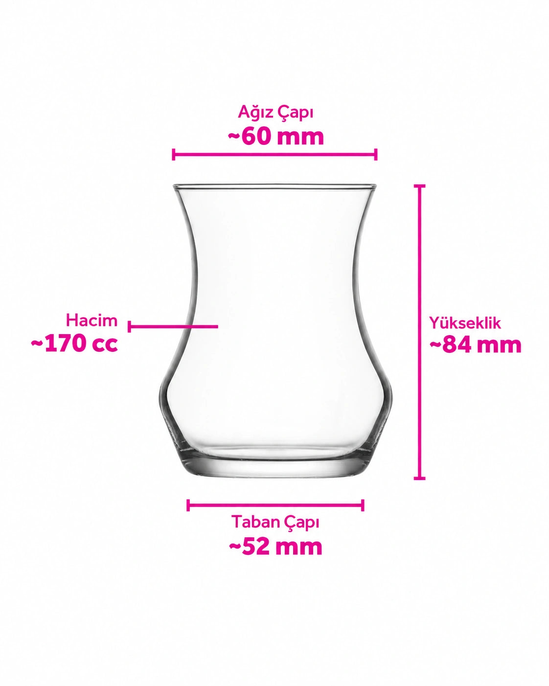LAV Eda 170 ml Turkish Tea Glasses – Set of 6
