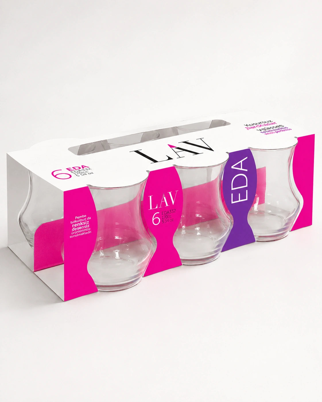 LAV Eda 170 ml Turkish Tea Glasses – Set of 6