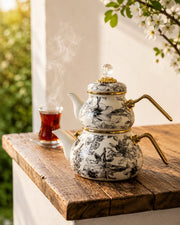 Acar Scottish Garden Enamel Turkish Tea Pot Set – 850 ml / 2 L