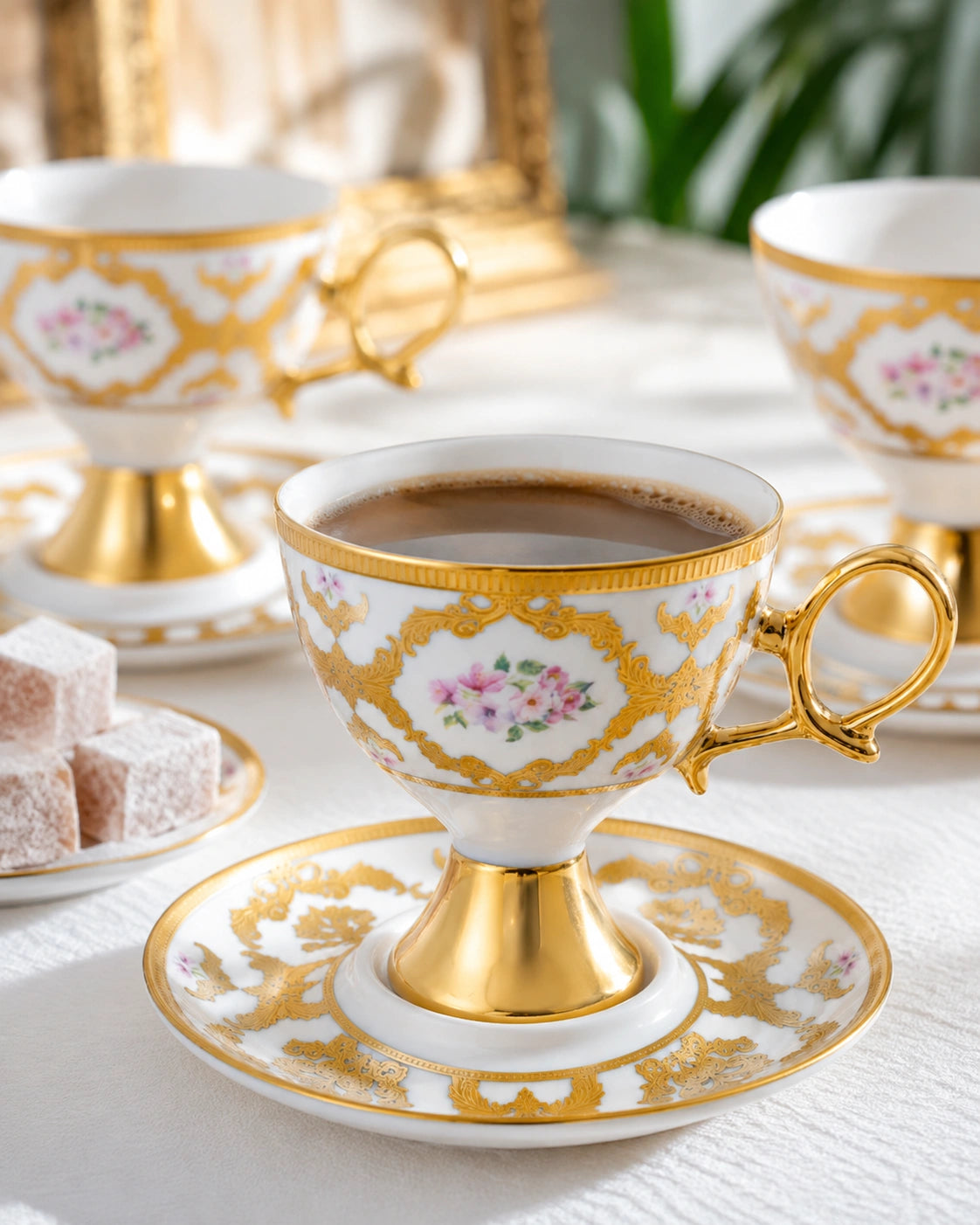 ACAR Florcita 6 Person Porcelain Turkish Coffee Cup Set – 100 mL
