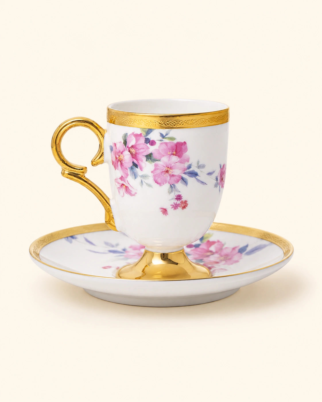 ACAR Flavia 12-Piece Porcelain Turkish Coffee Cup Set for 6 – 90 ml