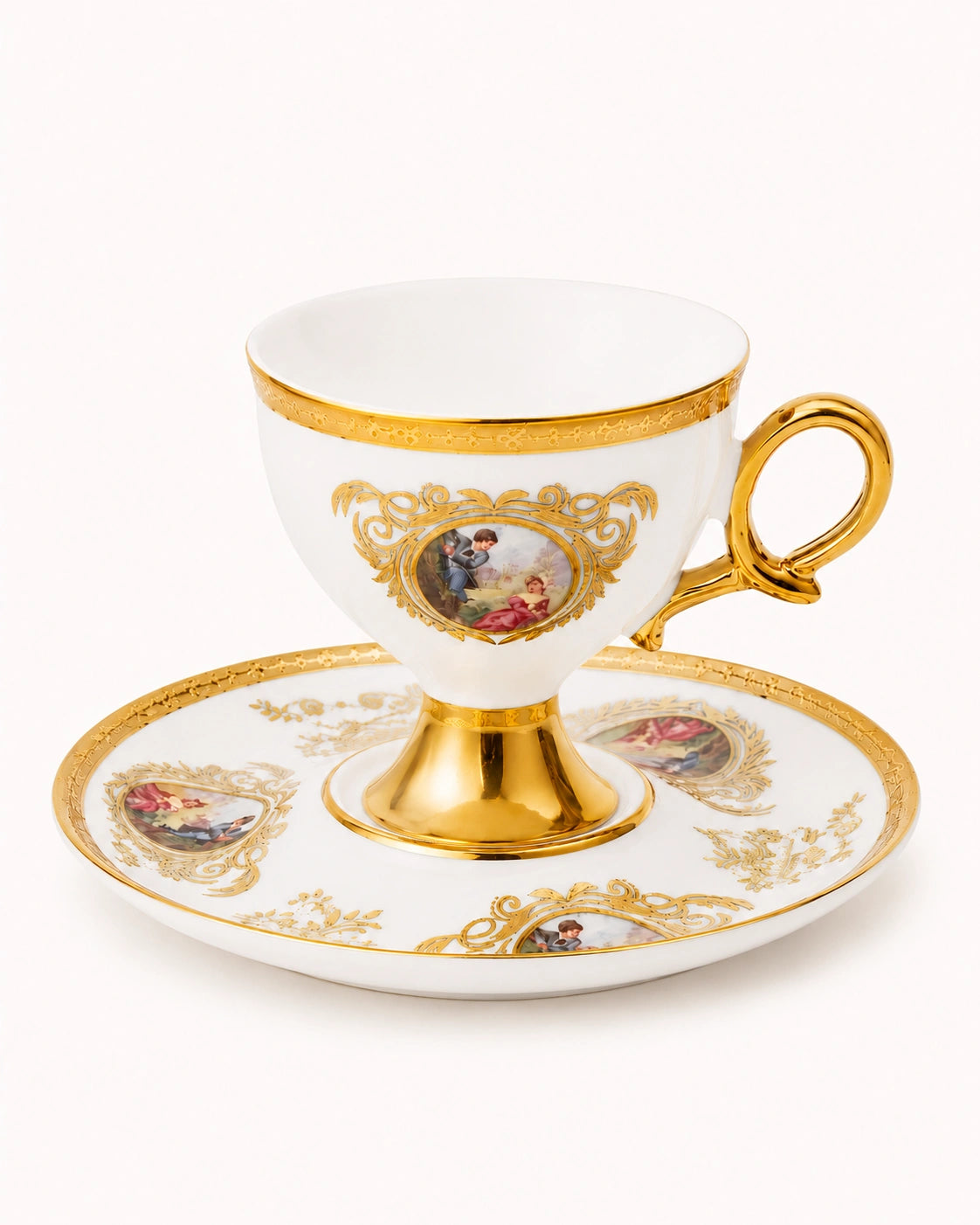ACAR Rosanna 6-Person Porcelain Coffee Cup and Saucer Set (90 ml)