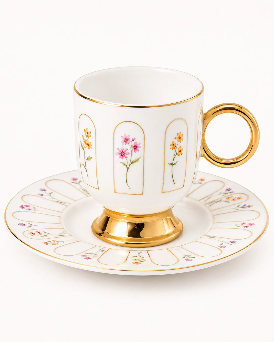 ACAR Aren 6-Person Porcelain Coffee Cup and Saucer Set (90 ml)