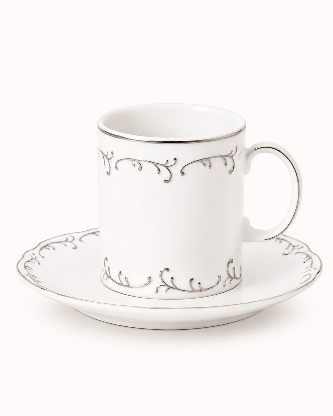 ACAR Marilla 6-Person Porcelain Coffee Cup & Saucer Set (90 ml) — Gold and Silver Variations