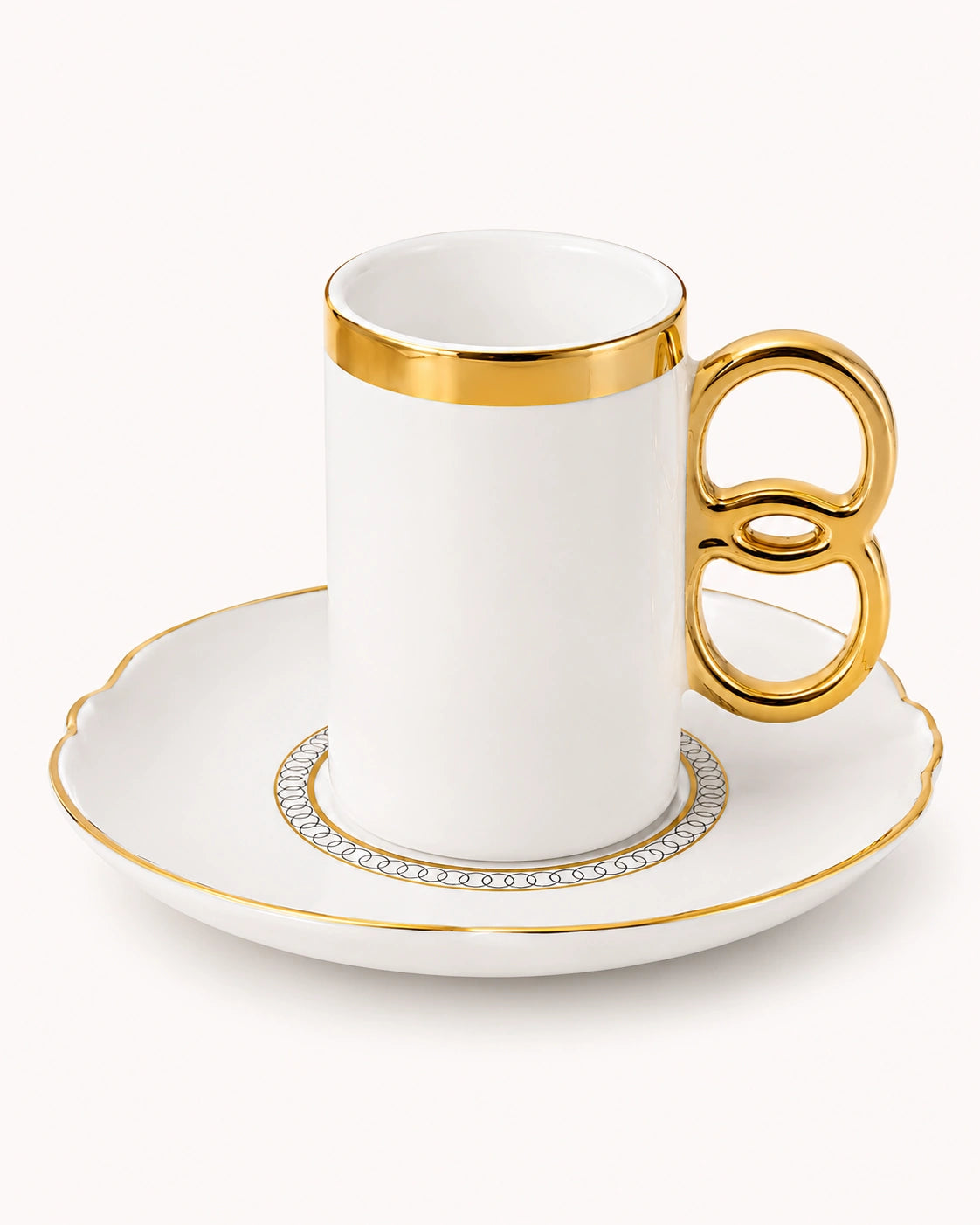 ACAR Infinity 6-Person Porcelain Coffee Cup & Saucer Set (90 ml) – White or Black