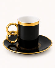 ACAR Infinity 6-Person Porcelain Coffee Cup & Saucer Set (90 ml) – White or Black