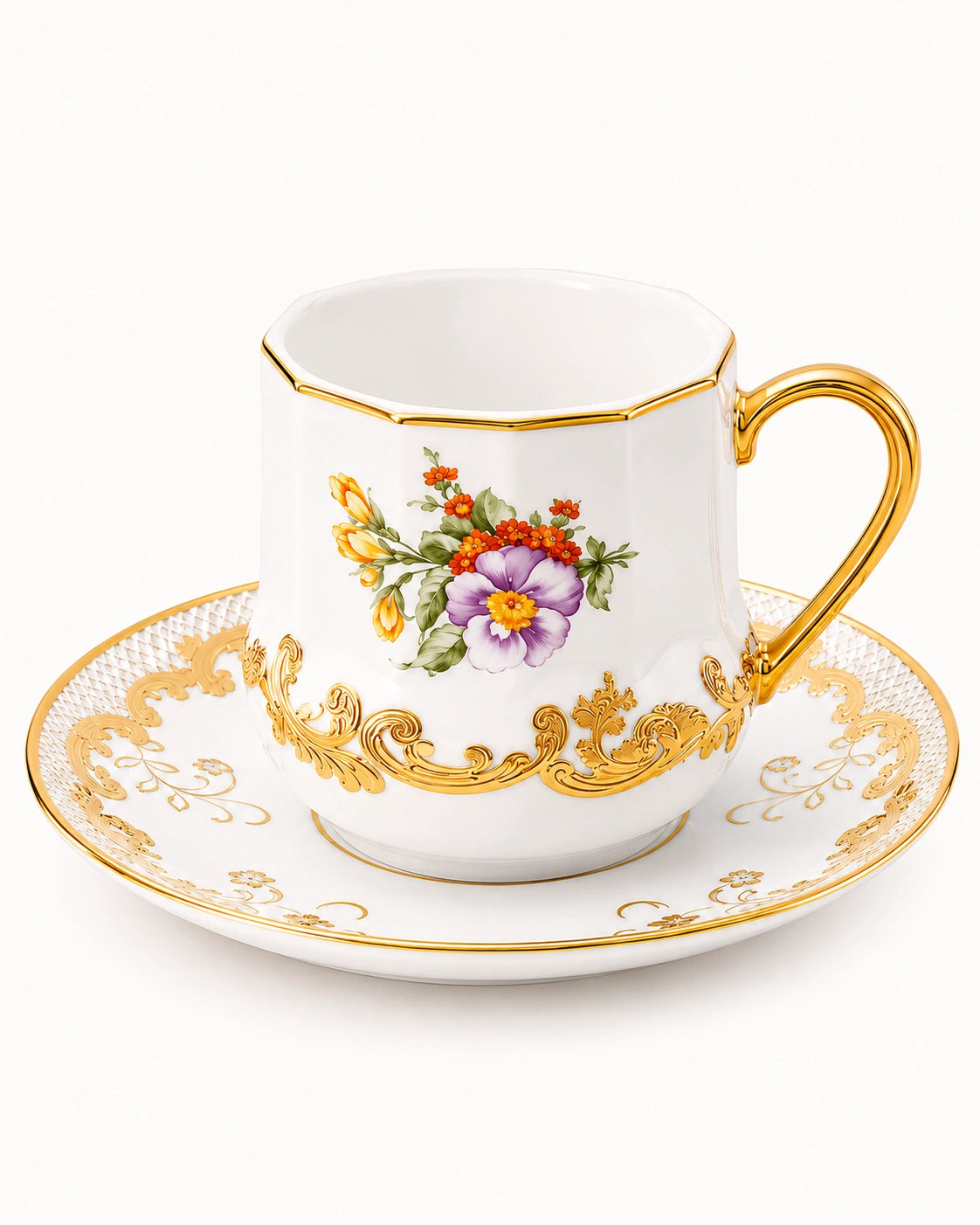 ACAR Corvina 6-Person Porcelain Coffee Cup and Saucer Set (90 ml)