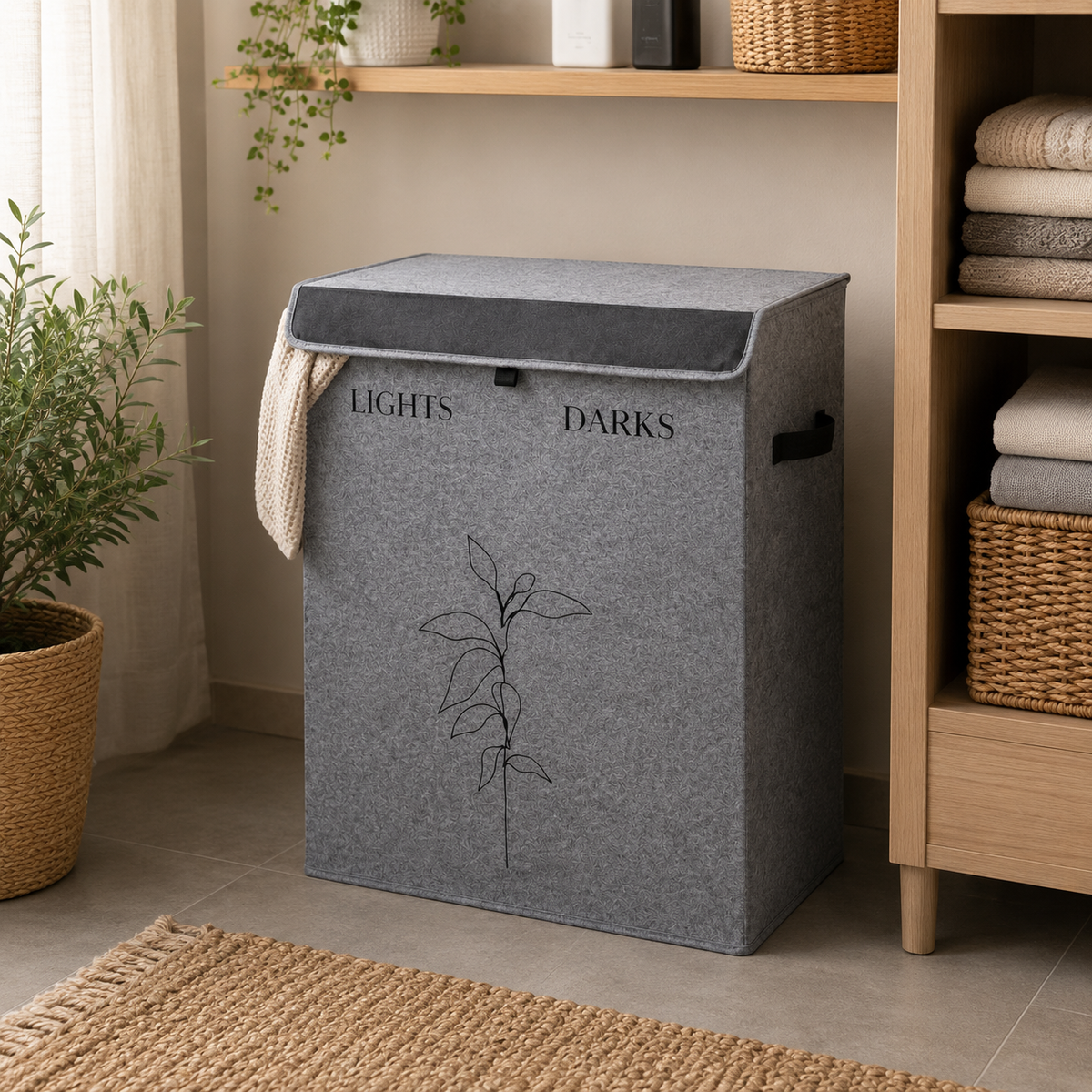 ALAS 2-Section Lights & Darks Laundry Hamper