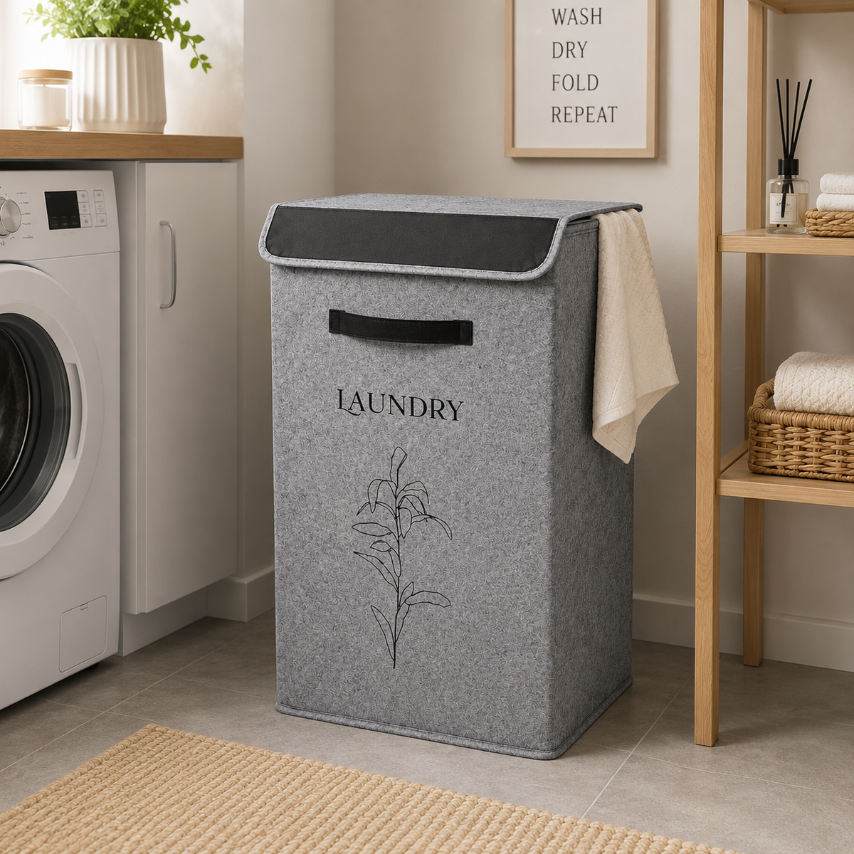 ALAS Faux Leather Laundry Hamper