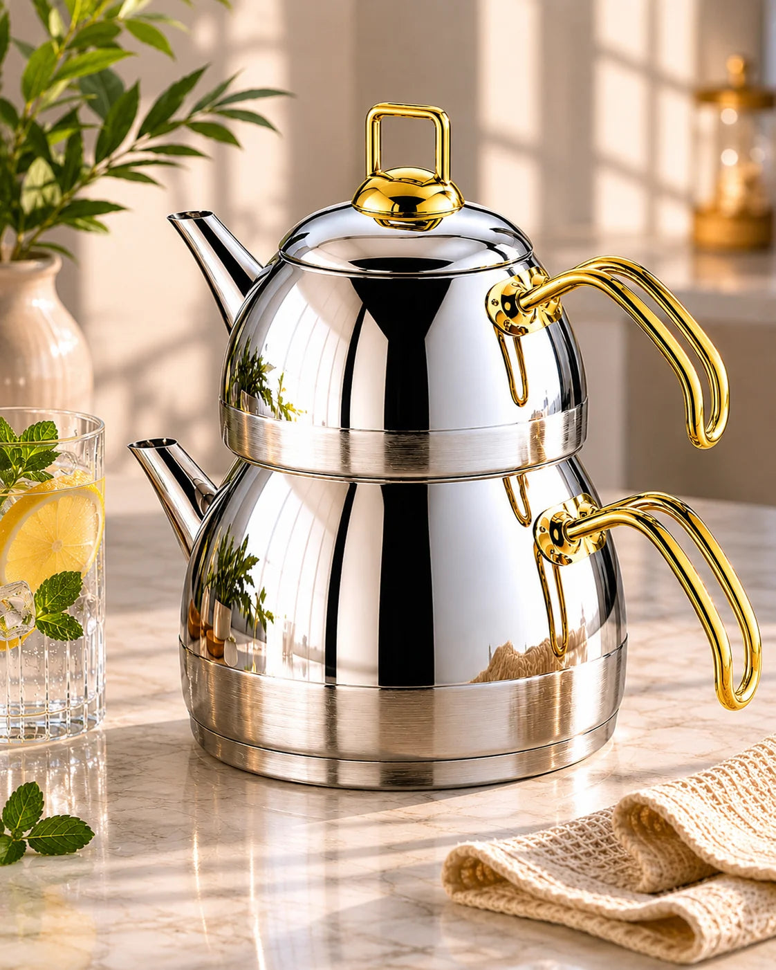 Ozlife ELA Teapot Set - Plain Gold