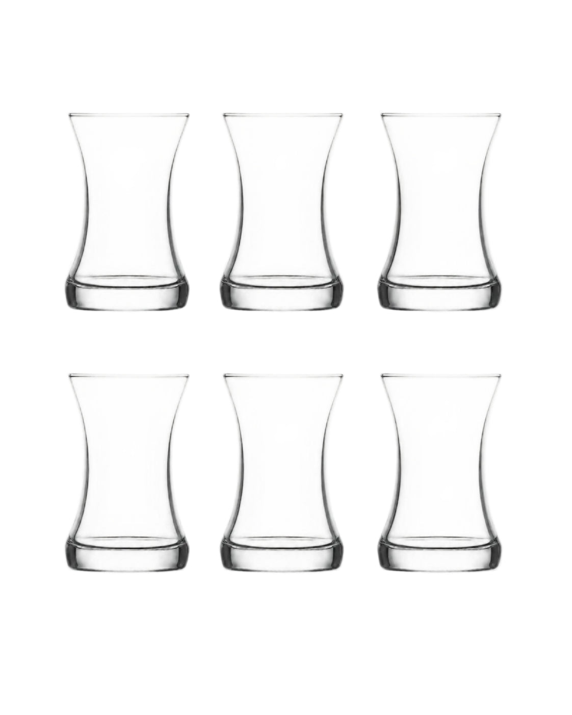 LAV Zen Tinted Base Turkish Tea Glass Set – 6 Piece Clear Glass Tea Cups