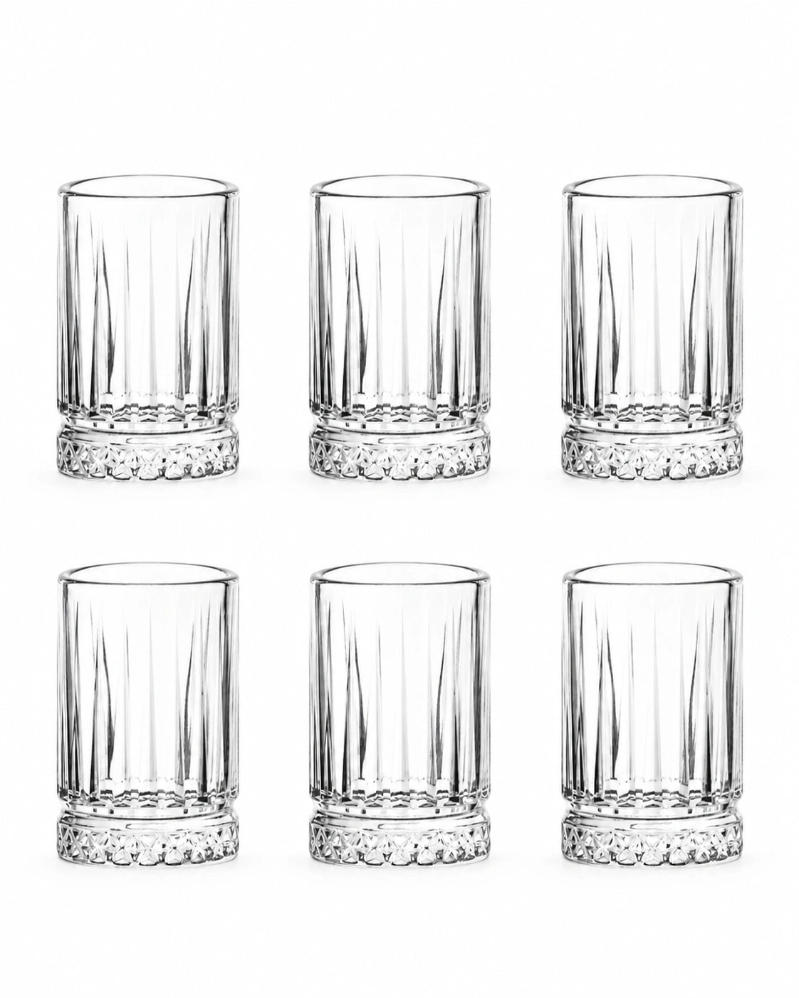 Paşabahçe Elysia Coffee Side Water Glass Set – 6 Piece Crystal-Cut 60 ml Glasses