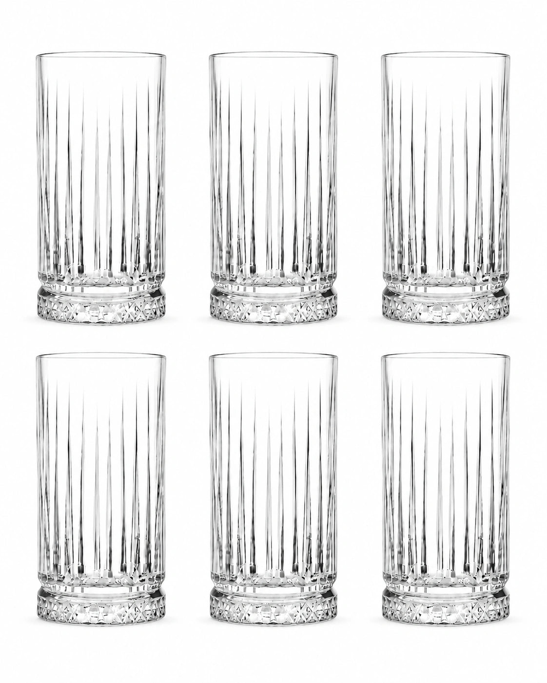Paşabahçe Elysia Water & Beverage Glass Set – 6 Piece Crystal-Cut 280 ml Drinking Glasses