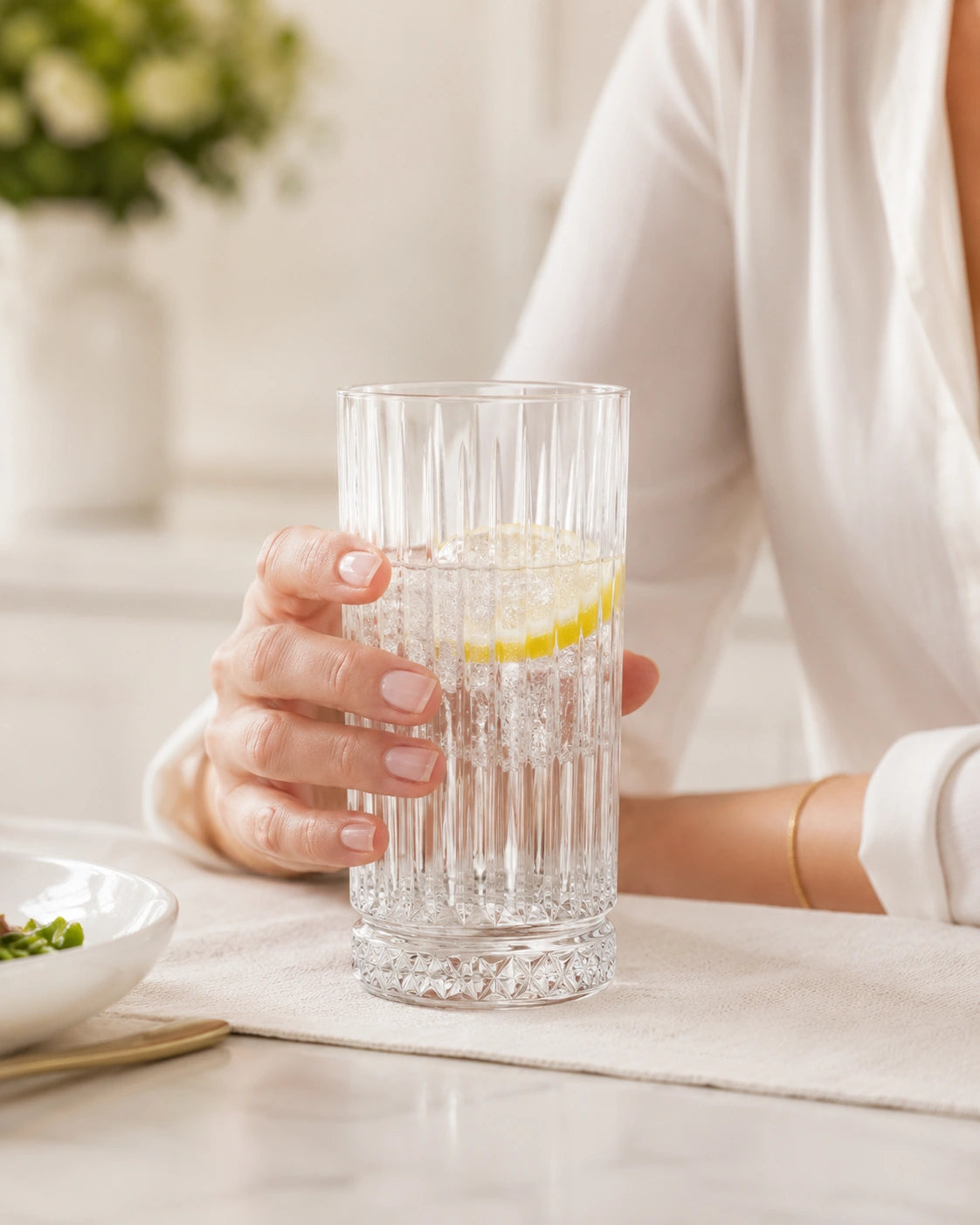 Paşabahçe Elysia Water & Beverage Glass Set – 6 Piece Crystal-Cut 280 ml Drinking Glasses
