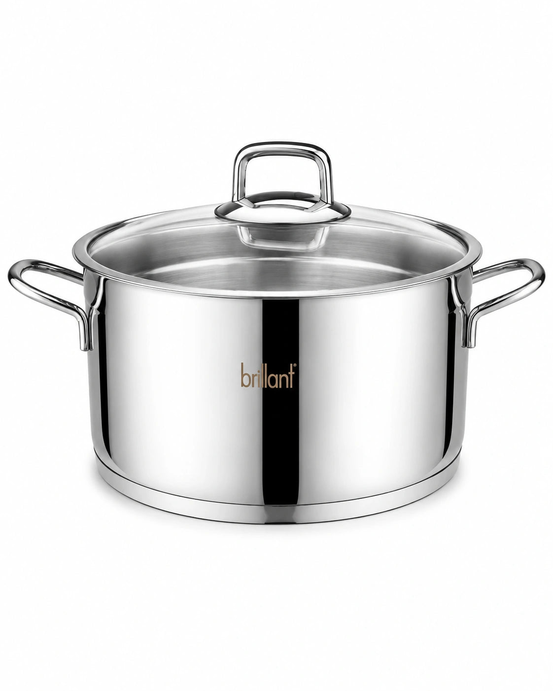 BRILLANT Queen 28 cm Stainless Steel Stock Pot with Glass Lid – 10 L