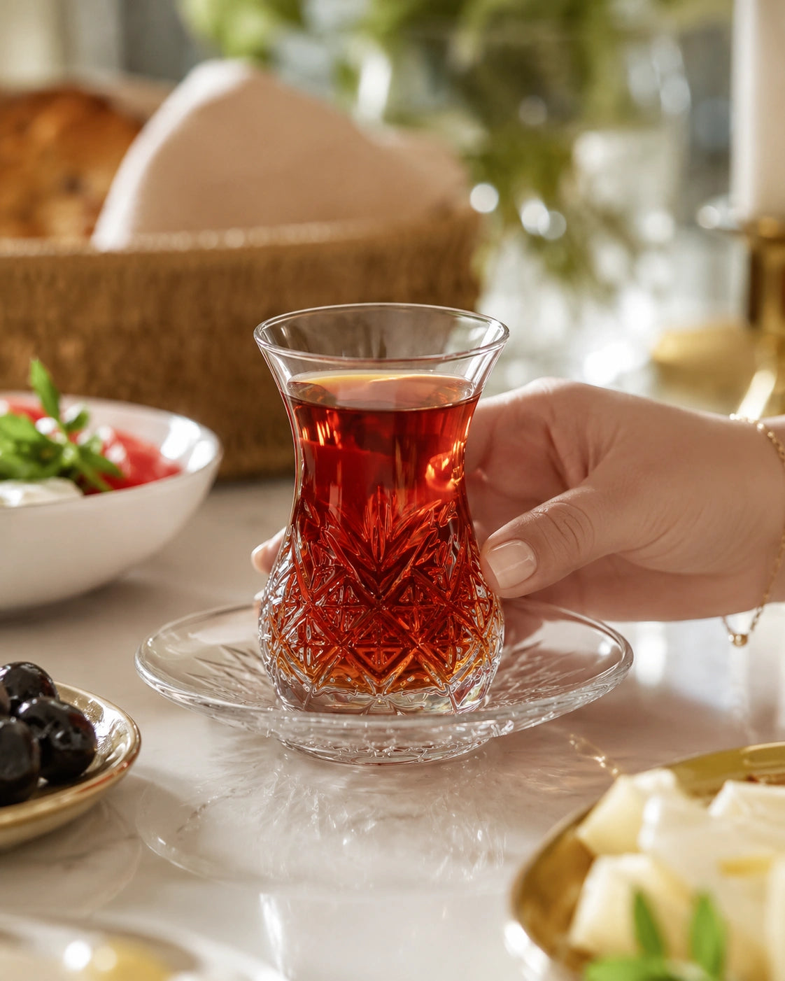 Pasabahce Timeless Tea Set with Saucer 12 Piece Set