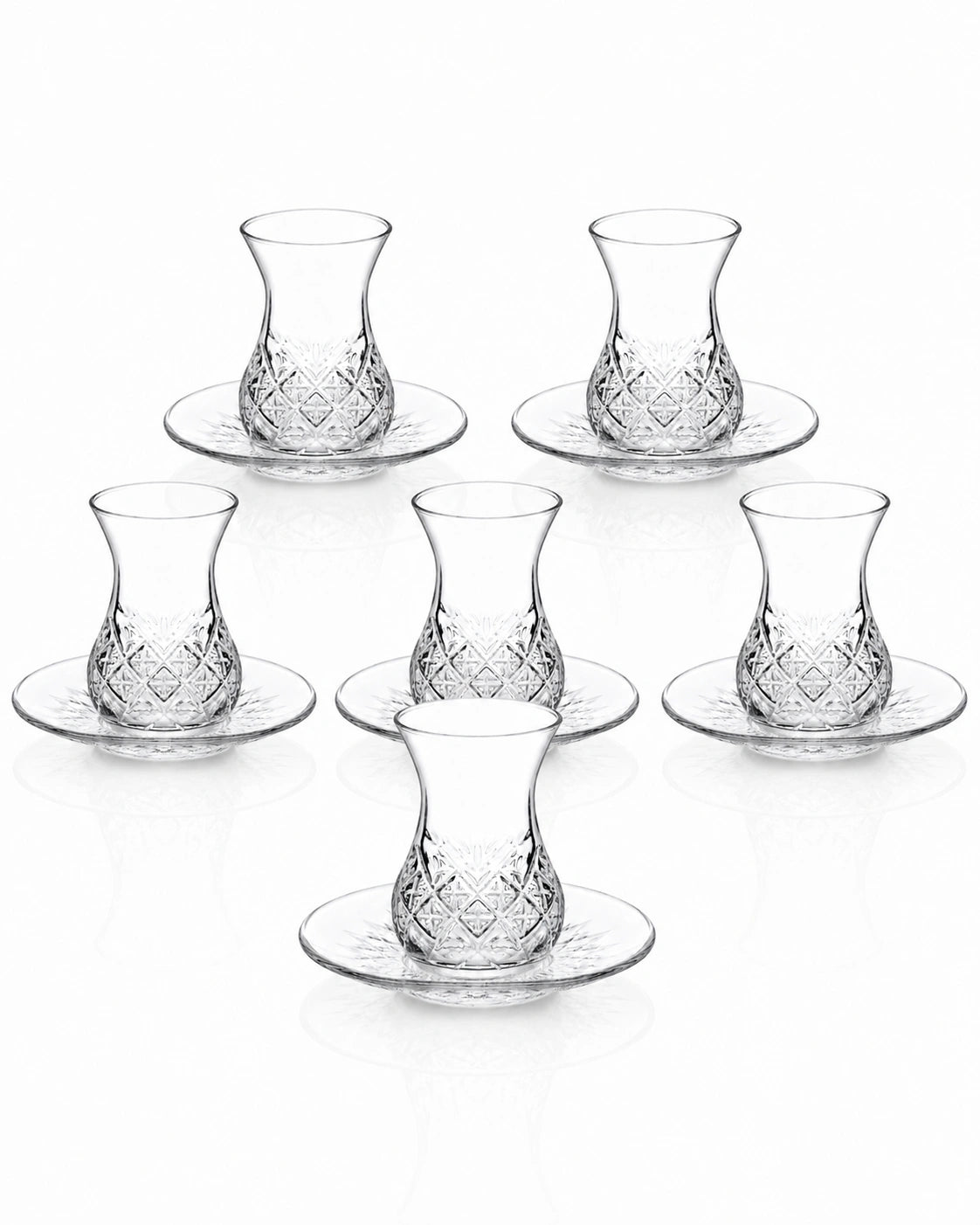 Pasabahce Timeless Tea Set with Saucer 12 Piece Set