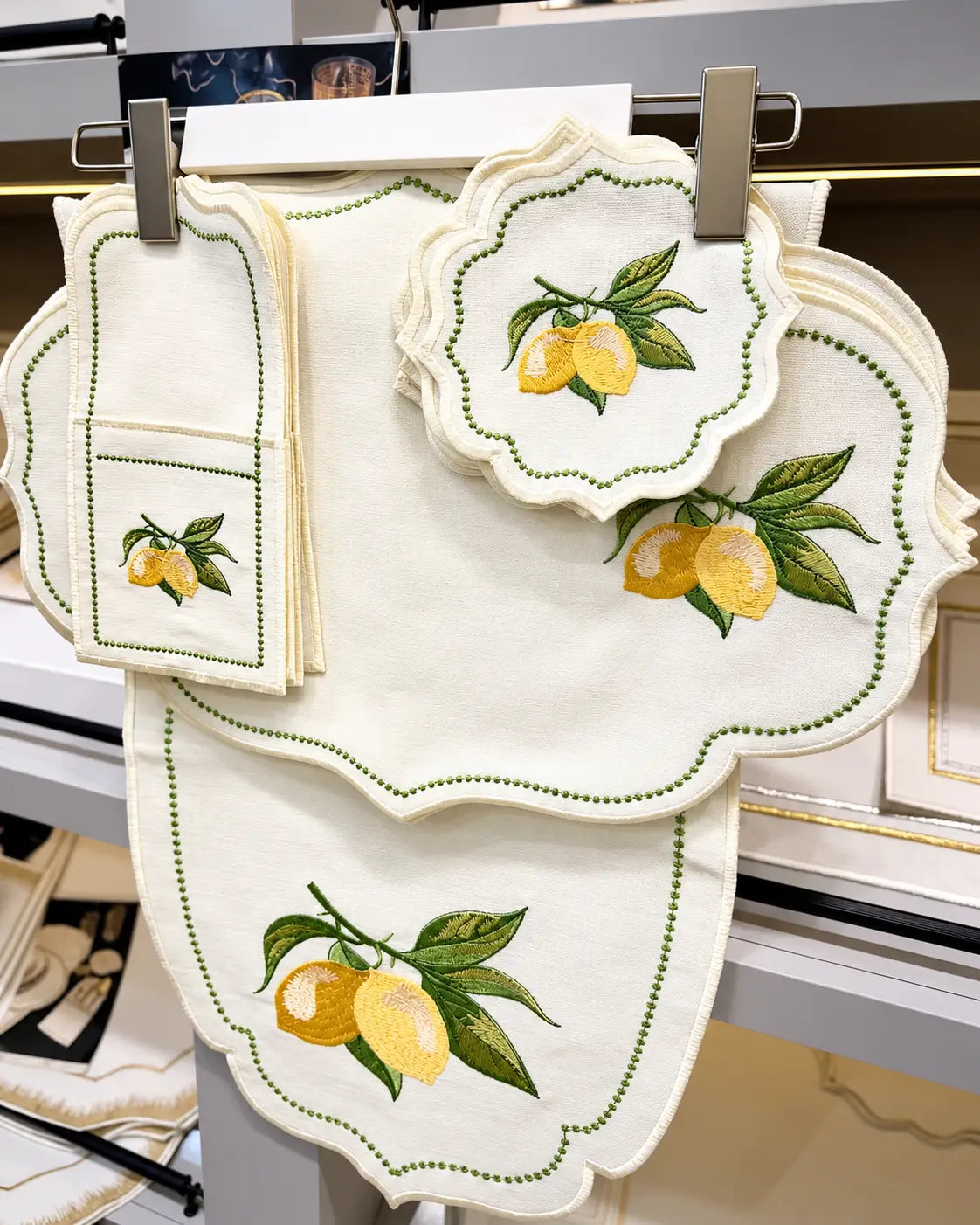 Lemon Embroidered Runner Set – 19 Pieces (Serves 6)