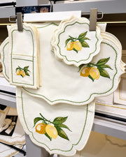 Lemon Embroidered Runner Set – 19 Pieces (Serves 6)