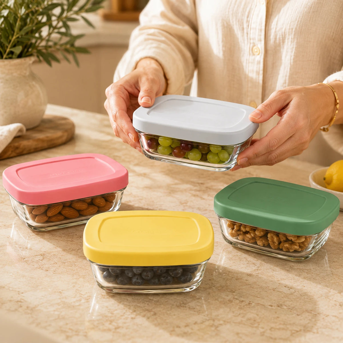 Pasabahce 4-Piece Glass Pudding Storage Containers