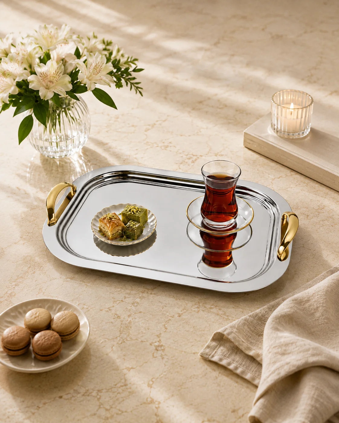 Ozlife Koza Tray Large - Plain Gold