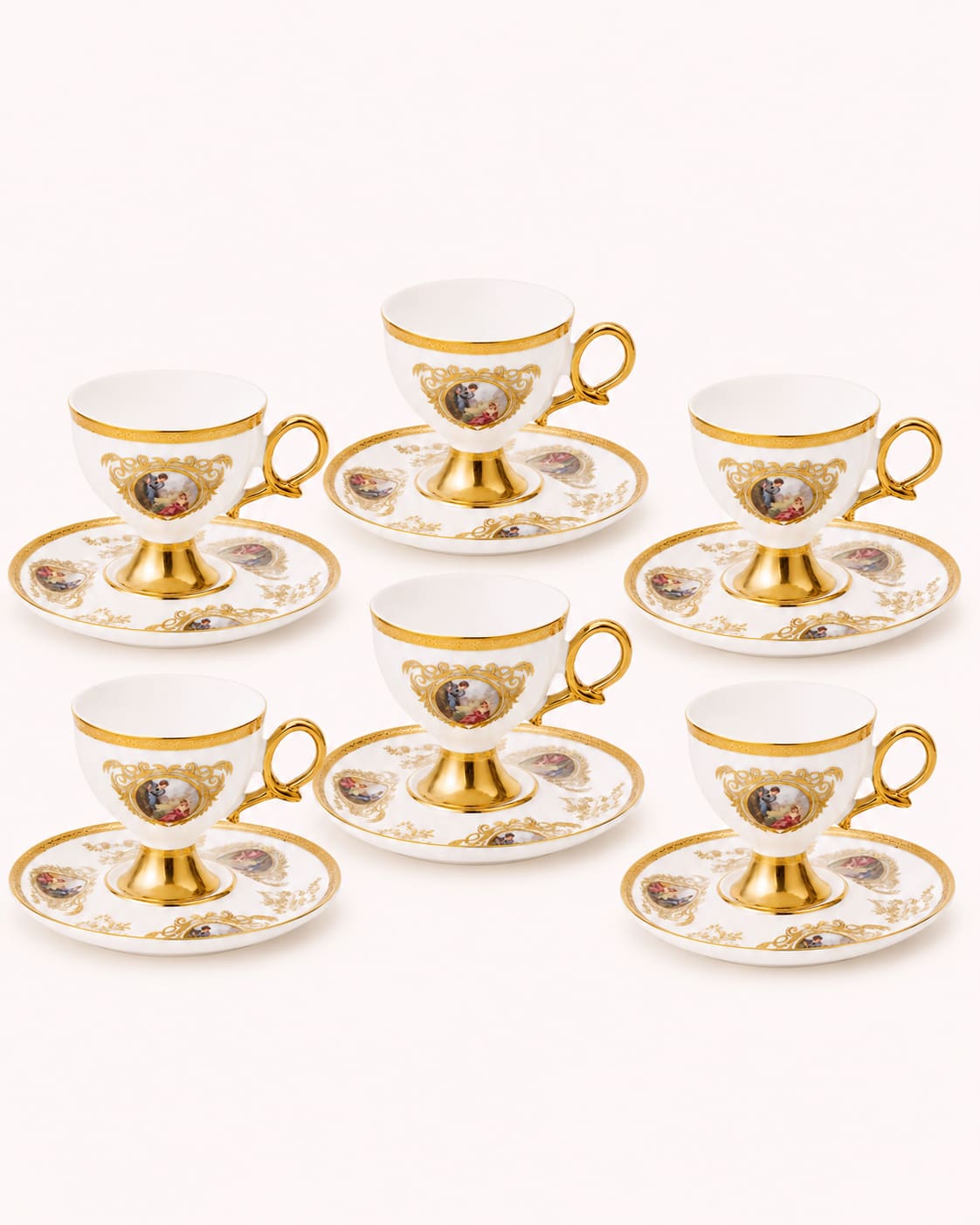 ACAR Rosanna 6-Person Porcelain Coffee Cup and Saucer Set (90 ml)
