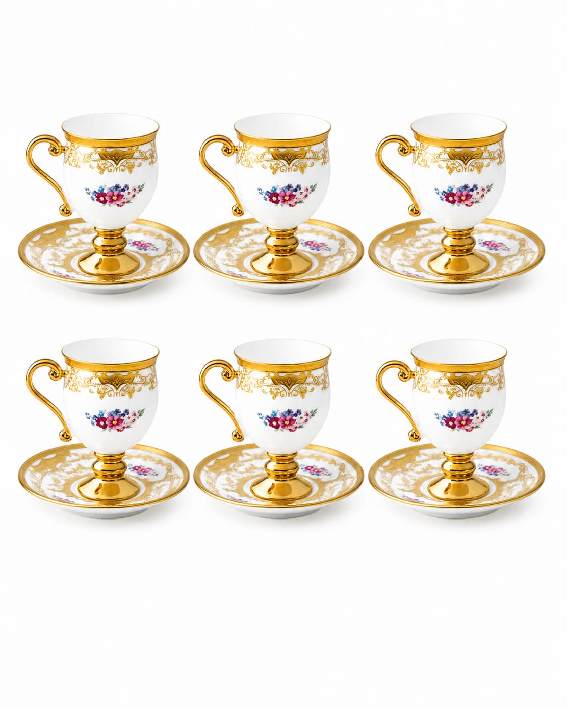 ACAR Julius 6-Person Porcelain Coffee Cup and Saucer Set (90 ml)