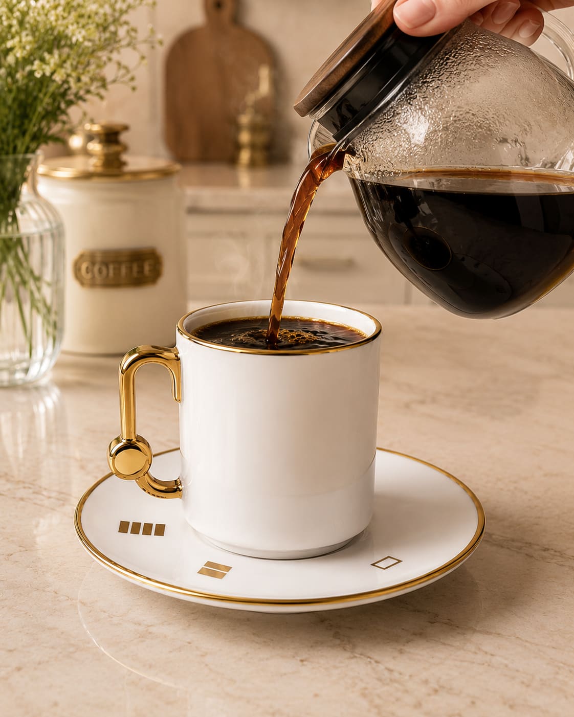 ACAR Metta 6-Person Porcelain Coffee Cup and Saucer Set