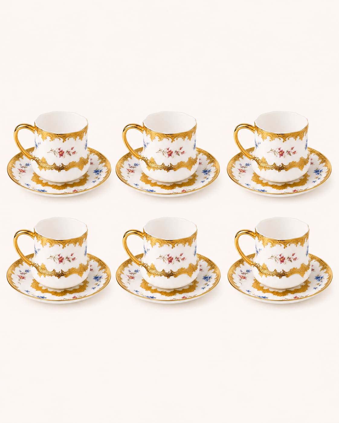 ACAR Pandora 6-Person Porcelain Coffee Cup & Saucer Set (90 ml)