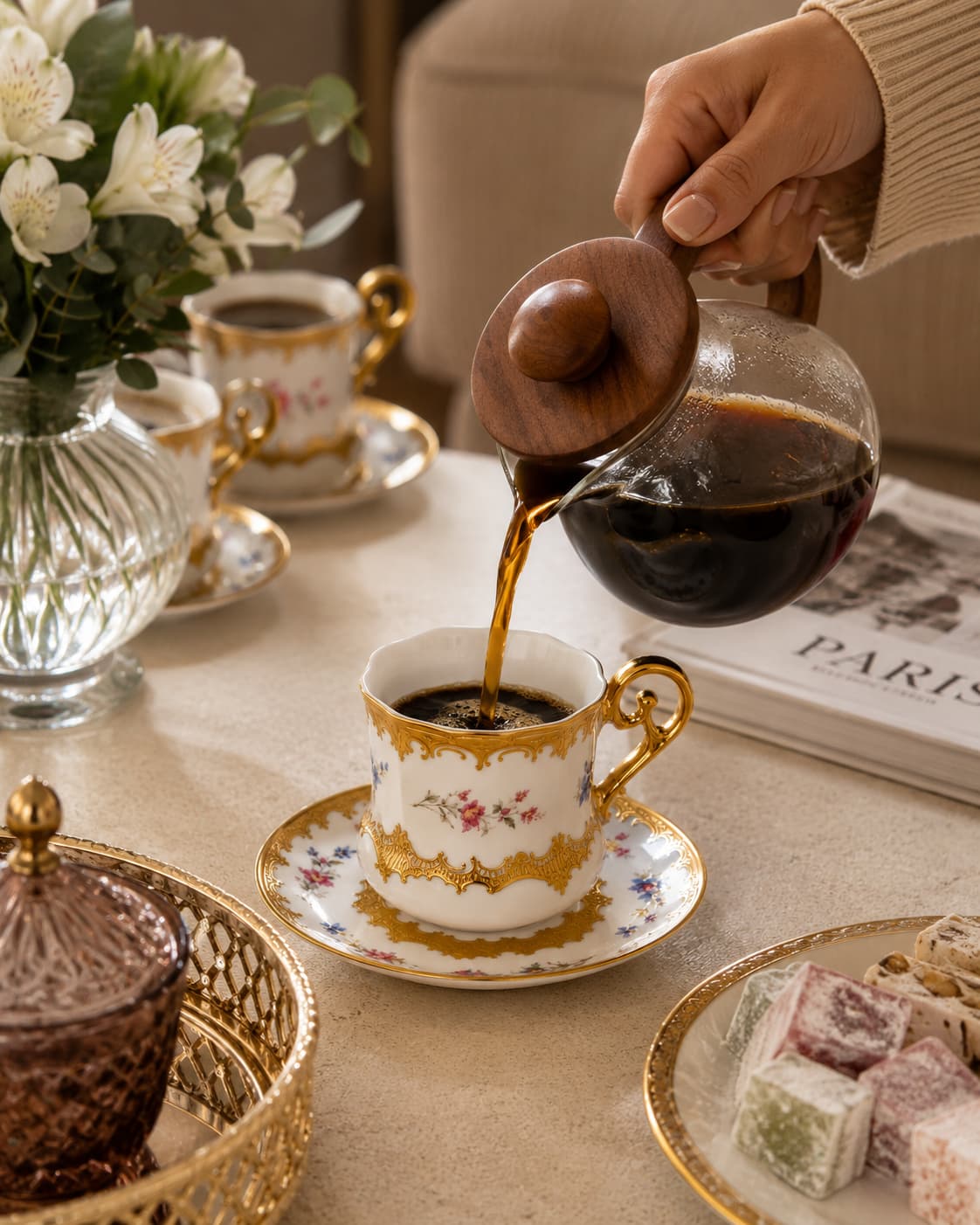 ACAR Pandora 6-Person Porcelain Coffee Cup & Saucer Set (90 ml)