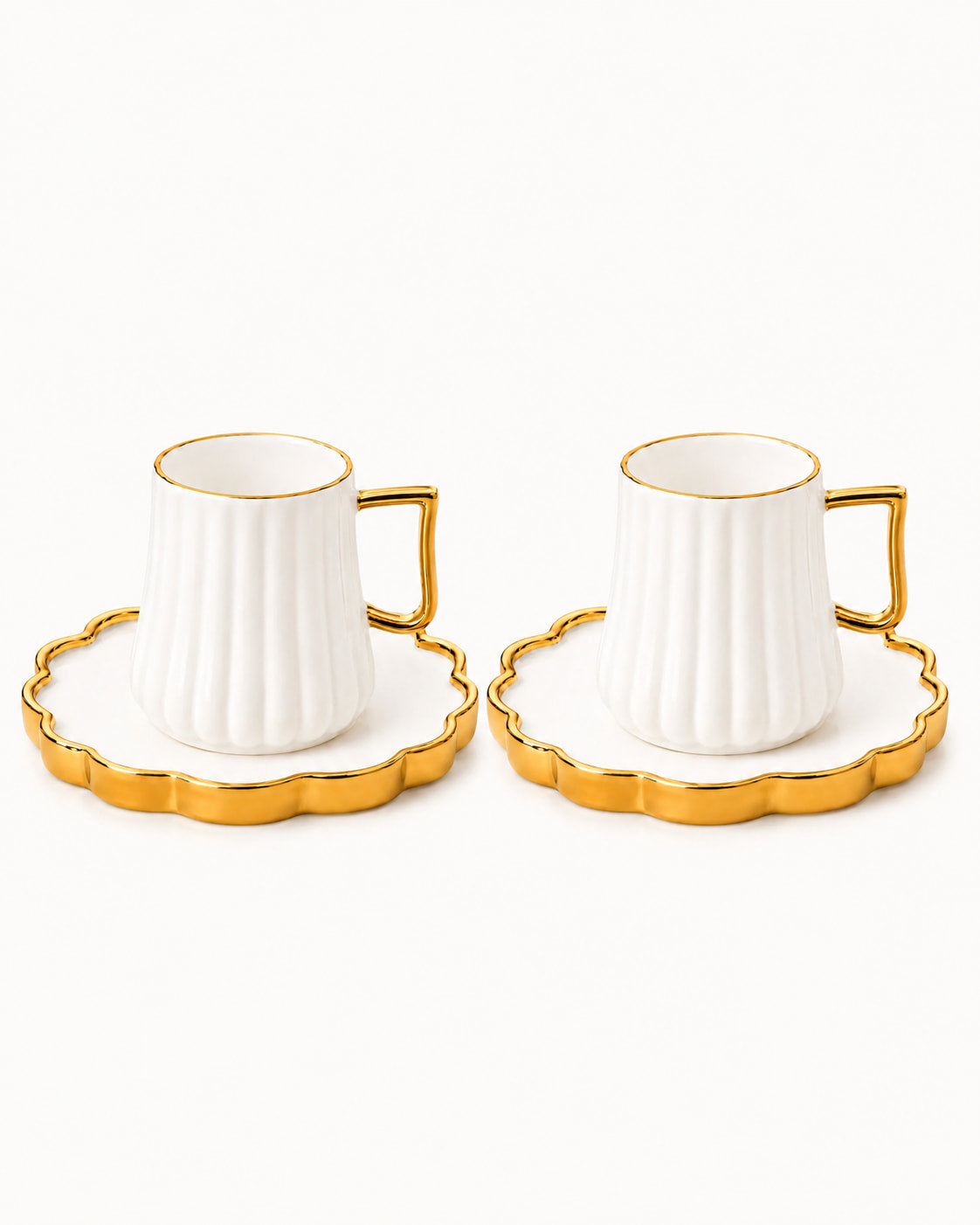 ACAR Petra 2-Person Porcelain Coffee Cup & Saucer Set (90 ml)