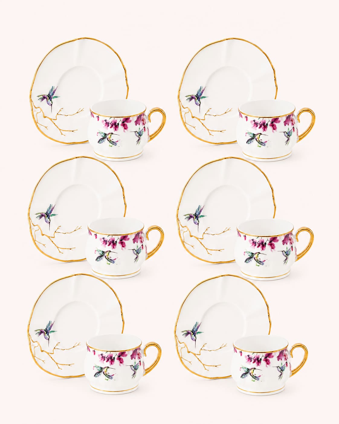 ACAR Pietro 6-Person Porcelain Coffee Cup & Saucer Set (90 ml)