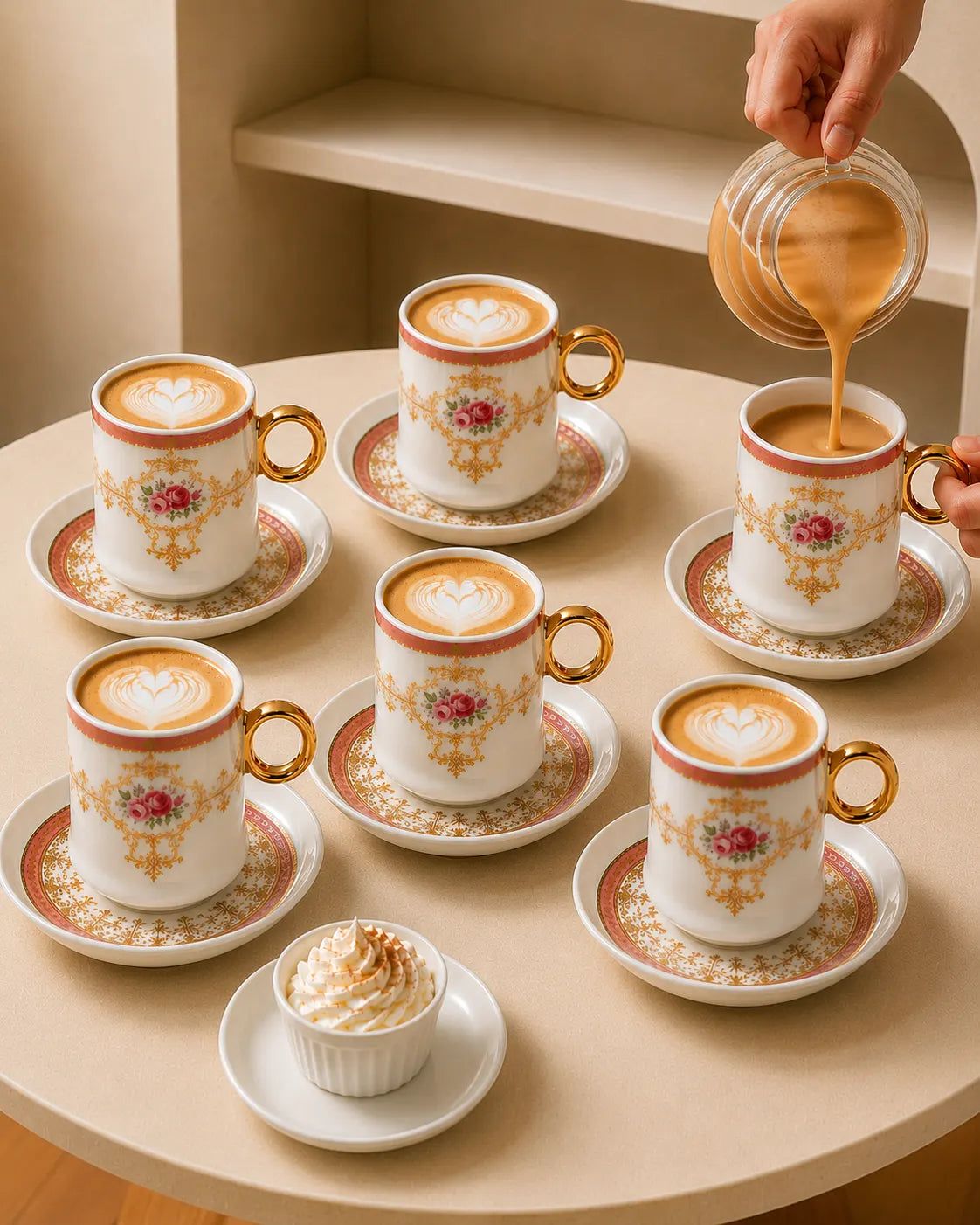 ACAR Lenora 6 Person Turkish Coffee Cup and Saucer Set