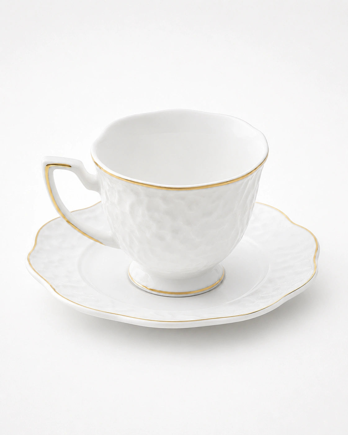ACAR Octavia 6-Person Porcelain Tea Cup & Saucer Set (90 ml) – Gold or Silver Accents