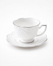 ACAR Octavia 6-Person Porcelain Tea Cup & Saucer Set (90 ml) – Gold or Silver Accents