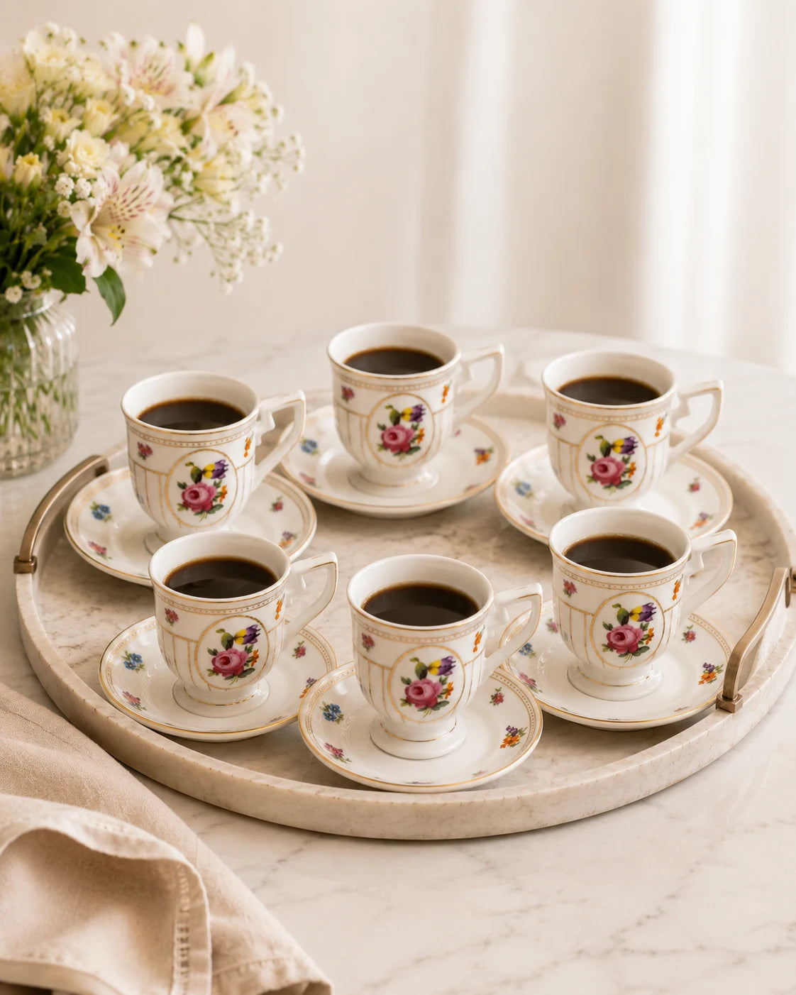 ACAR Shirley 6 Person Coffee Cup and Saucer Set