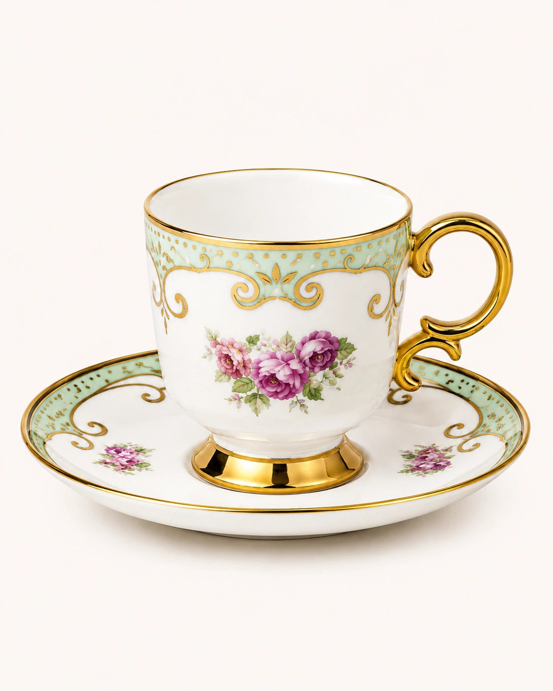 KOSOVA Bianca 6-Person Footed Coffee Cup & Saucer Set (90 ml)